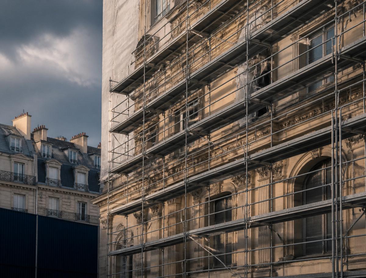 Chantier de rénovation d'un immeuble parisien